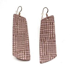 Lightweight Leather Statement Earring - pink / rose gold